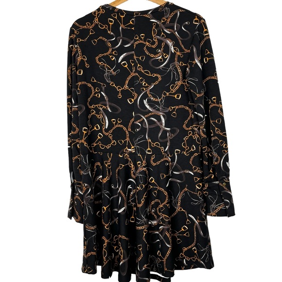 Zara Chain Print Long Sleeve A-Line Mini Dress - Picture 8 of 10
